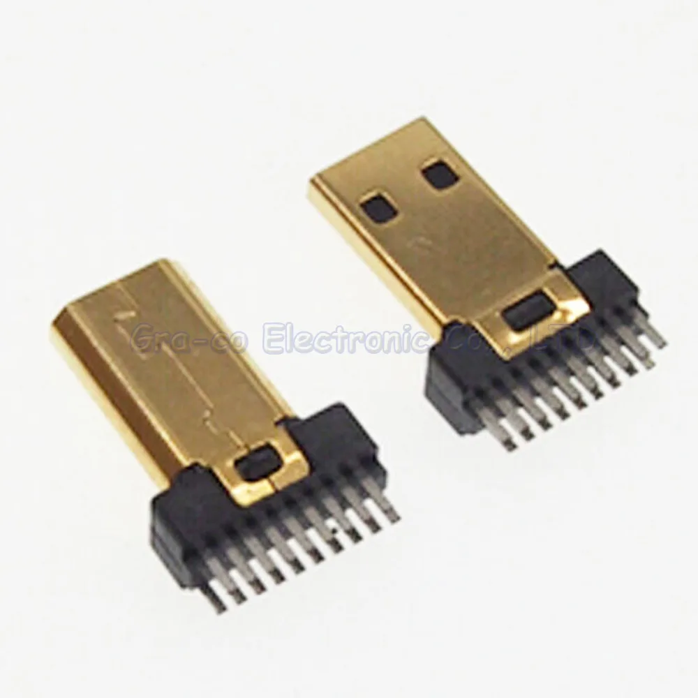 10 шт./лот позолоченный штекер Micro HDMI соединительный провод типа D без печатной