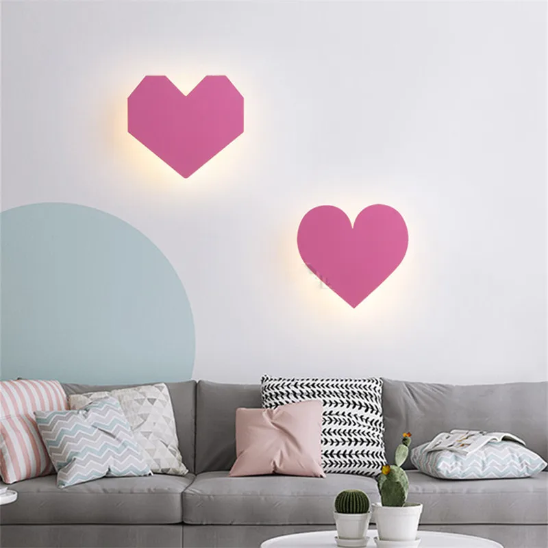 Современный милый романтический розовый светодиодный настенный светильник в