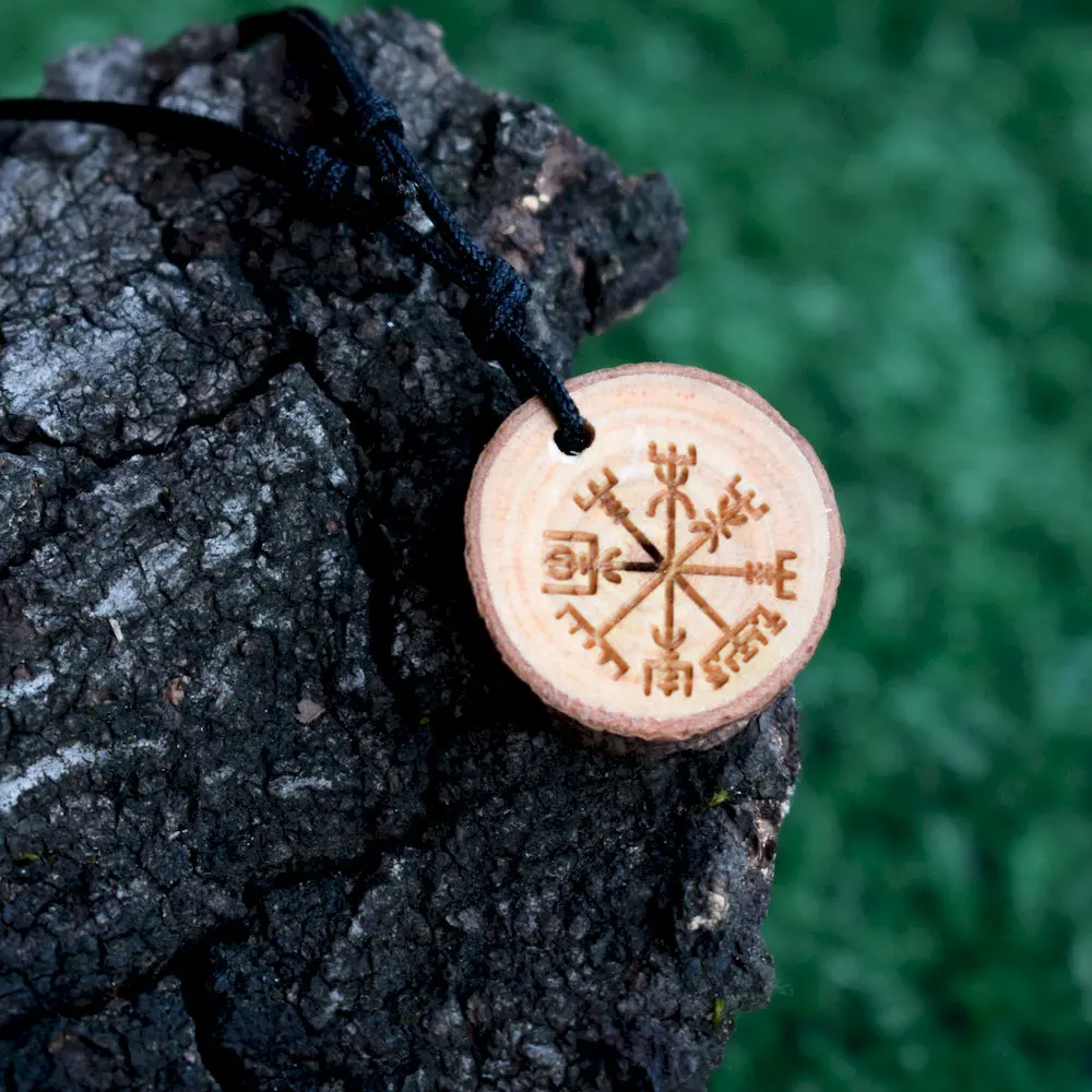 SanLan норвежский викинг Compass деревянная фотомифология Celtics Amulet|Цепочки| |