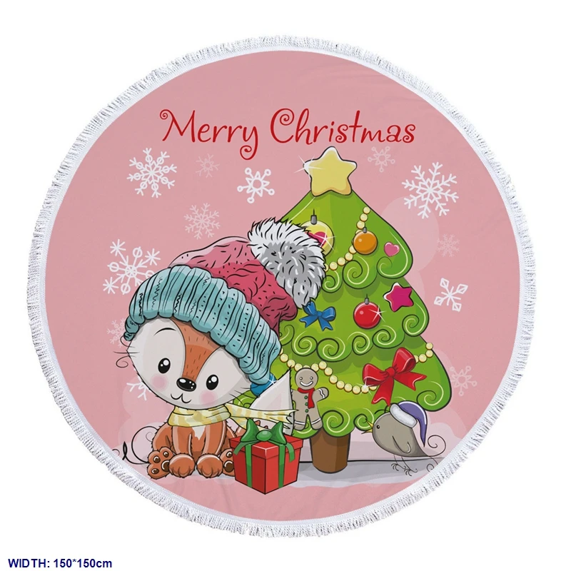 1 шт. 150*150 см DIY полотенце Merry Christmas микрофибра и кисточка полотенце с принтом используется для пикника Рождество пляж полотенце catoon