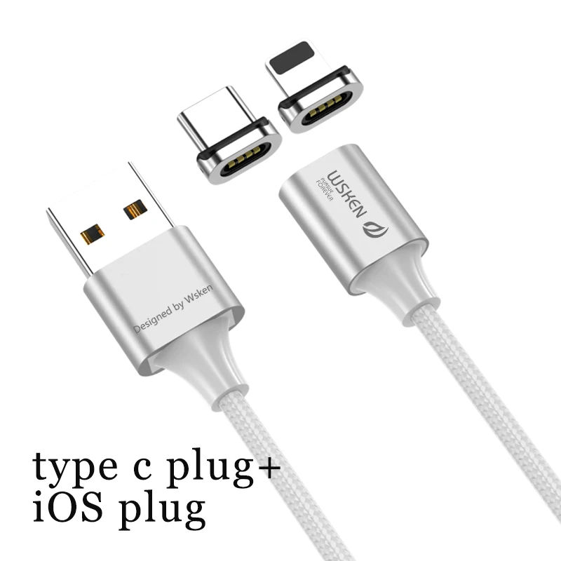 Магнитный зарядный кабель WSKEN X2 для iPhone, зарядное устройство, кабель Micro USB, кабель usb type C 3A, магнитный кабель для samsung type C, кабель USB C - Цвет: for type c iOS