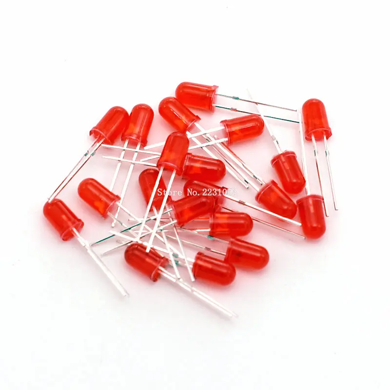 

200PCS/LOT 5MM Red LED Light-emitting Diode Red Color Round Diodes LED Beads