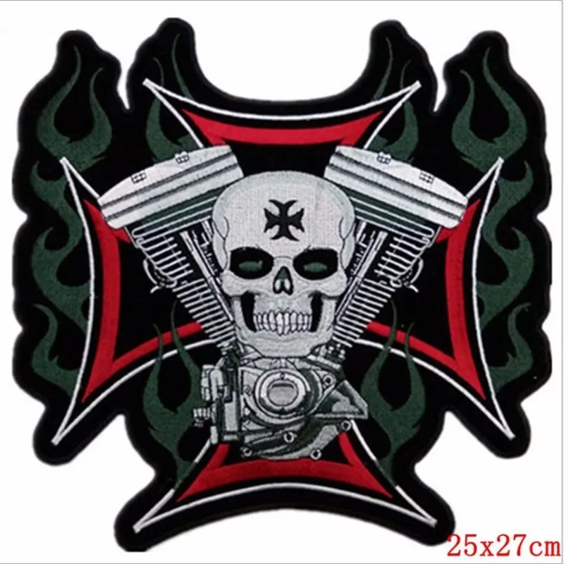 Antique Brass Pulaqi панк череп нашивки для одежды железо на крыльях орла аппликации большой байкер патч пришить куртки пальто наклейки крутые Parches H - Цвет: Antique Brass