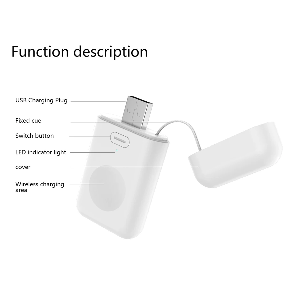 Беспроводная зарядка Qi для часов портативный внешний аккумулятор 1000 мАч Apple Watch