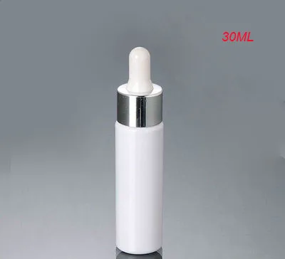 

100pcs 30ml plastic white dropper bottle with sliver lid, empty white plastic drop essential oil bottle 30 ml with dropper