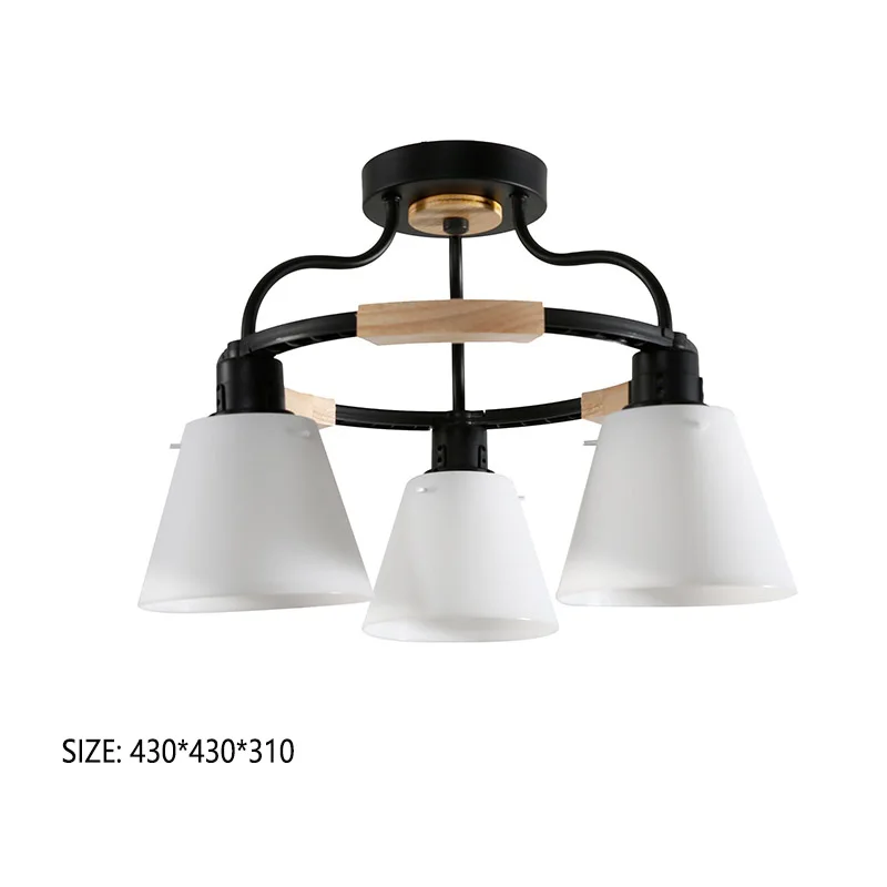 Lámpara nórdica LED para sala de estar, lámpara de techo E27, enchufes de PVC con accesorio de iluminación de hierro y madera