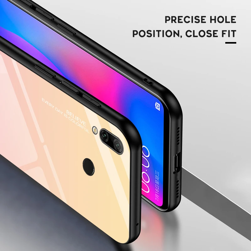 Чехол из закаленного стекла с градиентом для Huawei Y6 Y7 2019 Pro Prime чехол телефона