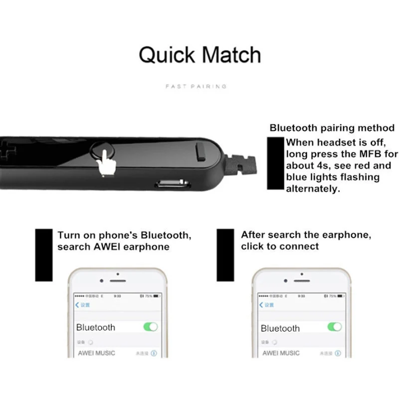Awei A990BL спортивные Blutooth наушники Auriculares Беспроводные с микрофоном Шумоподавление