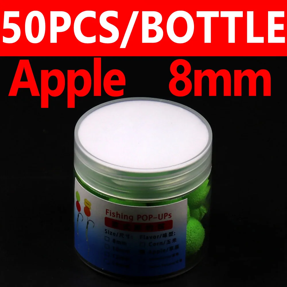 Apple 8mm 50PCS JIGEECARP 1 бутылка приманка для ловли карпа круглая всплывающая приманка крючок запах Ups придирка приманка для волос Клеммная снасть мяч шарик кормушка - Цвет: Apple 8mm 50PCS