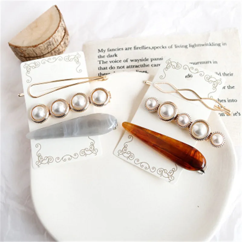 Модные заколки для волос с жемчугом 3 шт./компл. алловые повседневные девочек