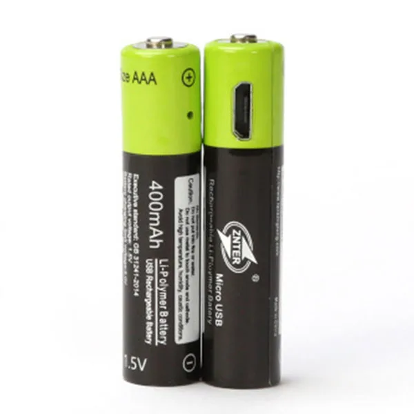 AAA 1,5 В 400 мАч USB Перезаряжаемые Батарея Универсальный ZNT7 литий-полимерный батареи Bateria с Micro USB кабель ROHS CE - Цвет: 2pcs without cable