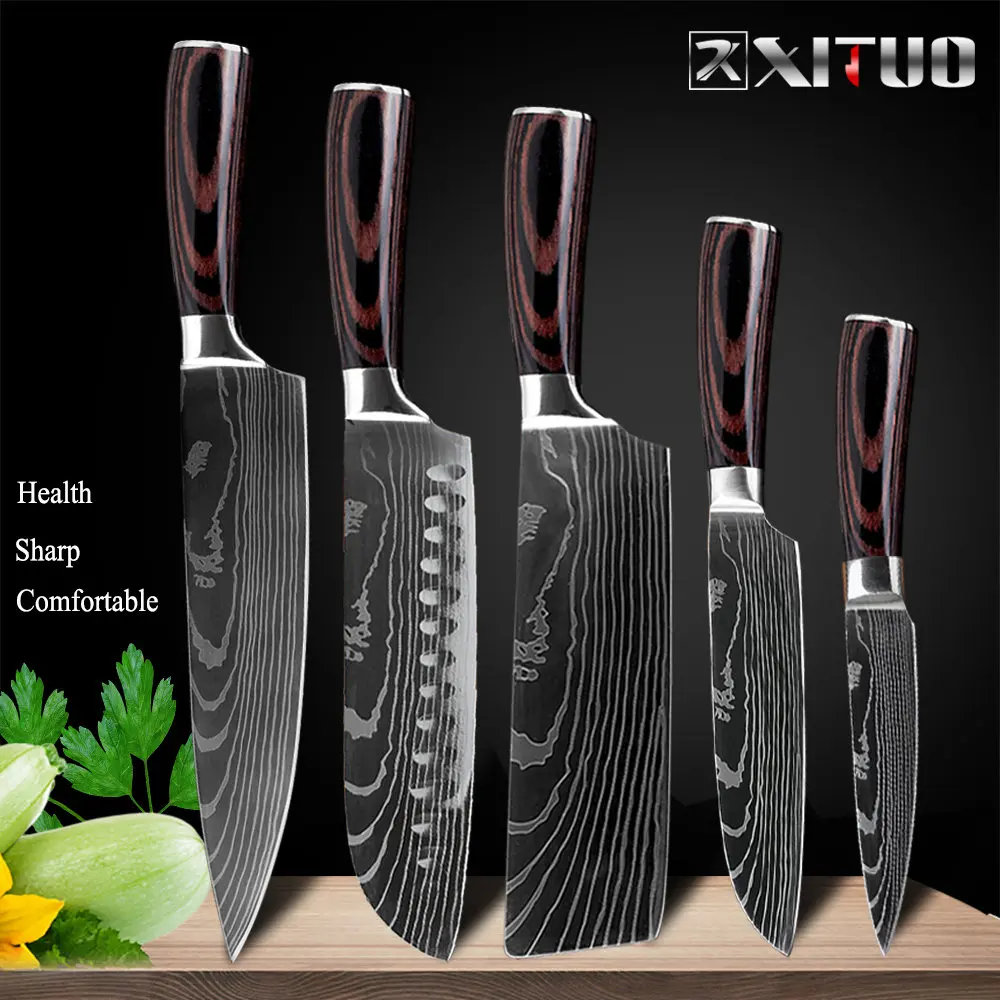 5 PCS value set XITUO нож шеф-повара кухонный японский нож cuchillos de cocina кухонные инструменты Мясник сашими нож garmny santoku инструмент для нарезки - Цвет: 5 PCS value set