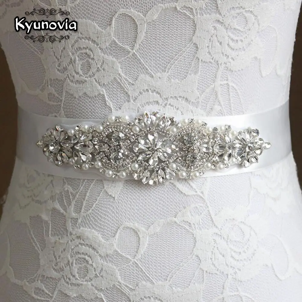 Свадебный ремень с кристаллами и жемчугом Kyunovia для свадебного платья подружки