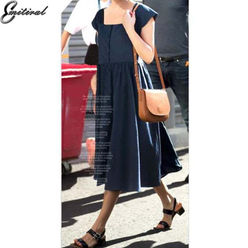 Женское винтажное платье emitial Повседневное с квадратным вырезом без рукавов на