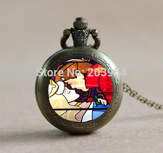 1 шт./лот карманные часы кварцевые винтажное ожерелье с медальоном Спящая