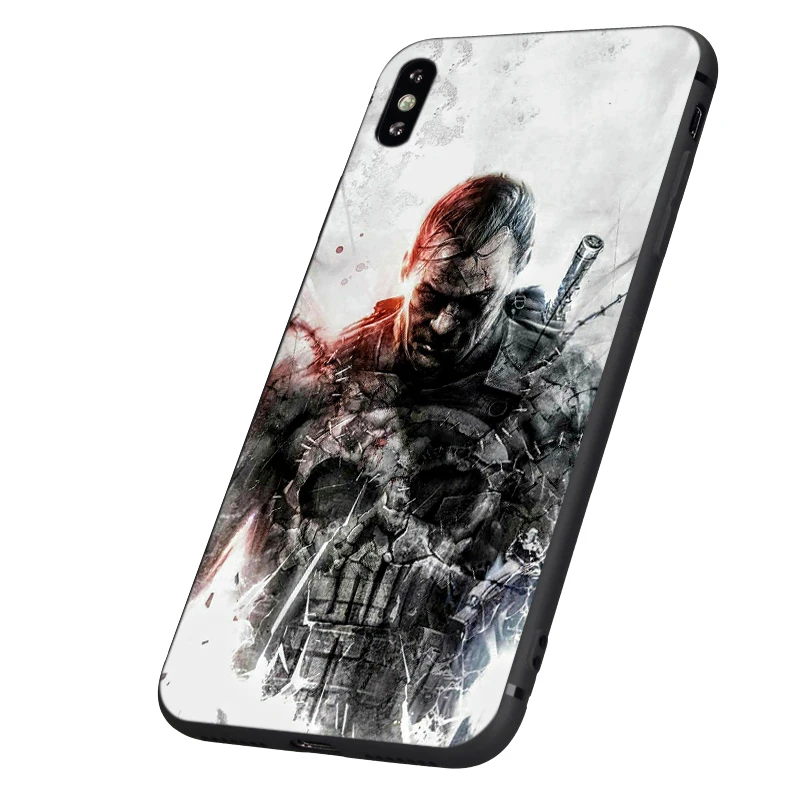 Черный чехол ТПУ для iphone 5 5s se 6 6s 7 8 plus x 10 чехол силиконовый чехол для iphone XR XS MAX чехол Каратель