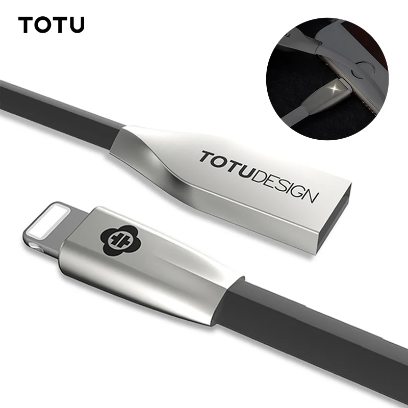 TOTU светодиодный usb кабель со светом для iPhone X XS Max XR 8 7 6 6s Plus SE iPad быстрой зарядки