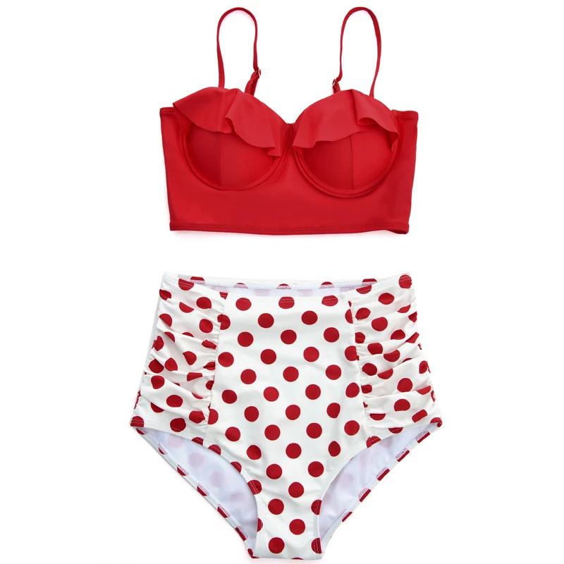 Женский купальник-бикини с эффектом пуш-ап купальник бретелькой через шею