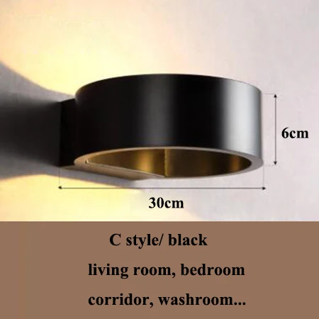 C style-black Постмодерн металлический светодиодный настенный светильник для спальни светодиодный настенный светильник для гостиной светодиодный настенный светильник s светильники коридор светодиодный настенный светильник - Цвет абажура: C style-black