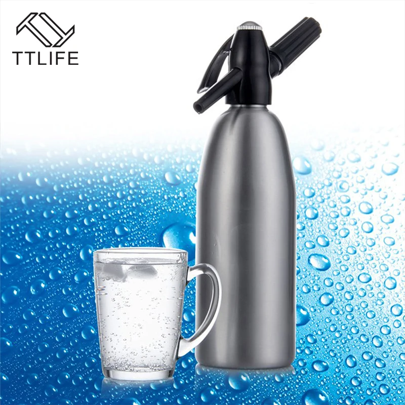 

TTLIFE 2018 Hot Selling 1.0L Home Made Aluminum Soda Siphon Soda Water Machine Juice Wine Soda Drink Beverage Soda Machine