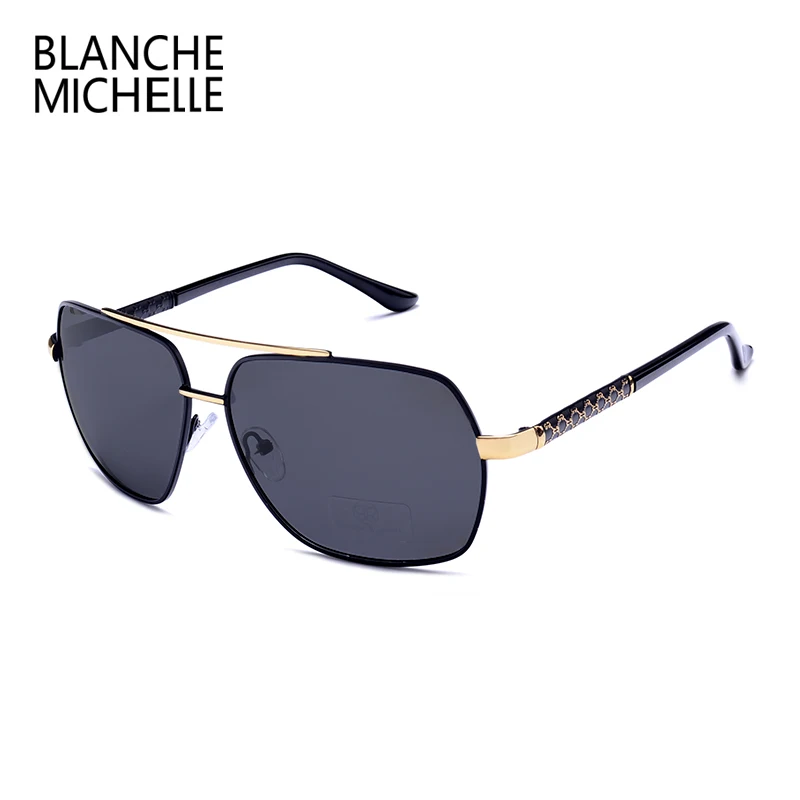 Blanche Мишель квадратных поляризованных солнцезащитных очков Для мужчин UV400 солнцезащитные очки для вождения мужские gafas-де-сол Металл Óculos с коробкой
