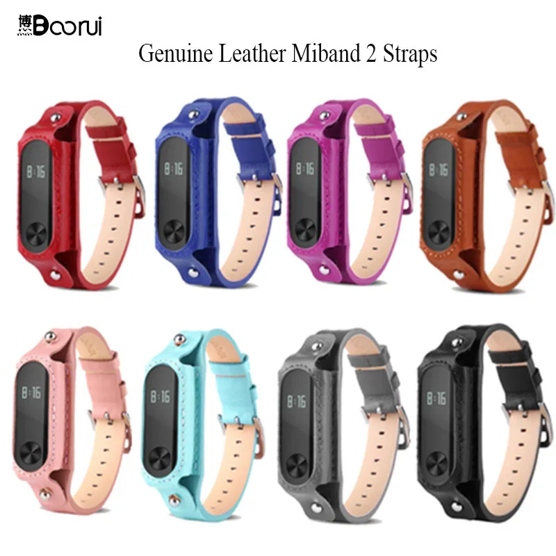 BOORUI ремешок из натуральной кожи Miband 2 цветной mi band Аксессуары смарт браслет для