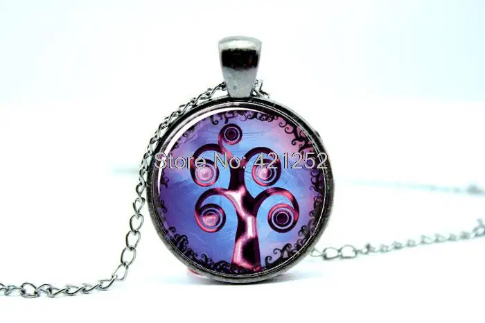 Ожерелье с фотографией ожерелье кабошоном в виде дерева Черная Цепь