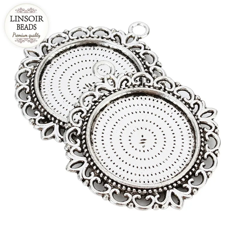 10 шт./лот двусторонняя пустая подвеска основа подходит для круглого кабошона 25 мм