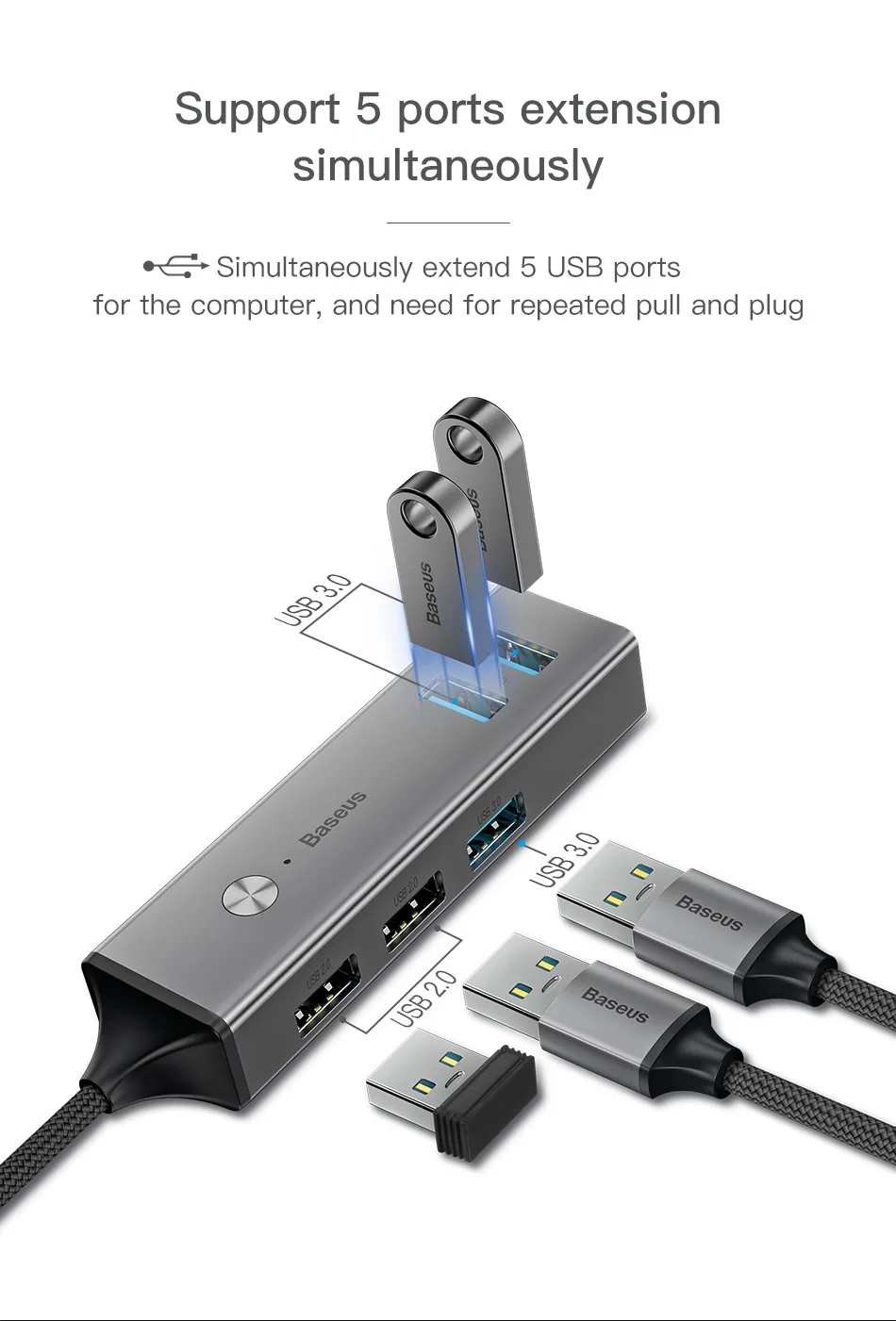 Baseus Мульти USB C концентратор к USB 3,0 USB3. 0 type C концентратор разветвитель для Macbook Pro Air несколько портов USB-C type-C usb-хаб HAB адаптер