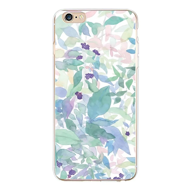 QMSWEI TPU Clear Phone Case For iPhone 6G 6s 7 8plus x Soft River Flora Flower Silicone Printed Cover 4 5se 6Plus 7P |