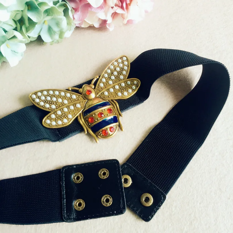 

Women fashion cute belt animal beading color striped copper buckle knit blets new 2018 spring summer