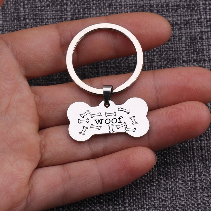 Dog Lover Present Mirror Surface Bone Shape Keychain ID Keyring Stamped Bons Woof Creative 2019 Hot Sale Key Holders Jewelry | Украшения и