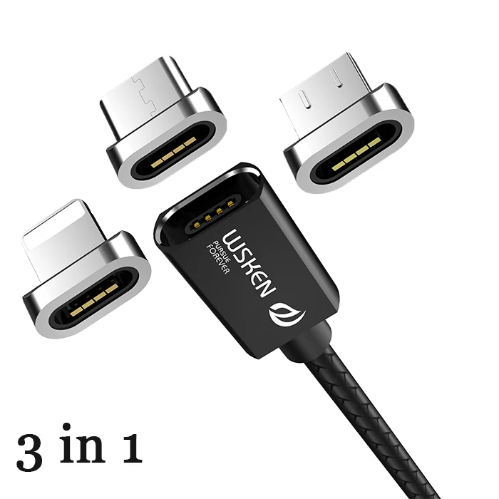 3 in 1 WSKEN кабель Micro USB Магнитный зарядный кабель для iPhone Xs Max Xr type C USB C Быстрая зарядка данных для samsung S9 Note8 S8 type-C - Цвет: 3 in 1
