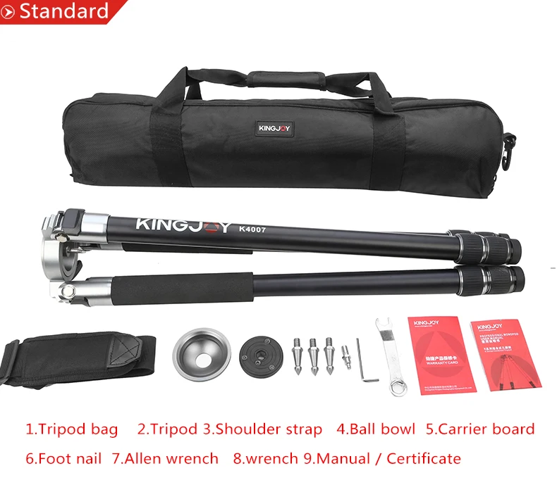 KINGJOY официальный K4007/K4207 Сверхмощный Профессиональный штатив из углеродного волокна для видеокамеры штатив подставка для всех моделей Movil SLR DSLR