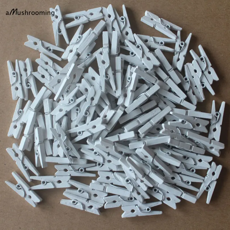 50 мини подарочная упаковка прищепки 1 дюйм с белым деревянным бельевая прищепка