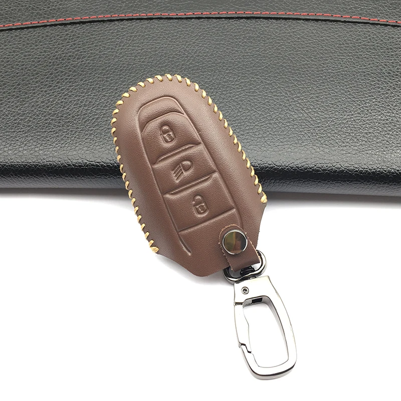 Защитный чехол для автомобильных ключей кожаный с 3 кнопками Peugeot 308 408 508 2008 3008 4008