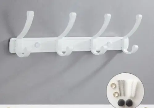 4 hooks Белые крючки для халатов для ванной комнаты, вешалки для пальто из алюминиевого сплава, крючки для одежды, аксессуары для ванной комнаты, кухонные вешалки - Цвет: 4 hooks