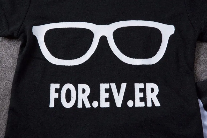 2017 летняя одежда для малышей очки Режим футболка с короткими рукавами + штаны в