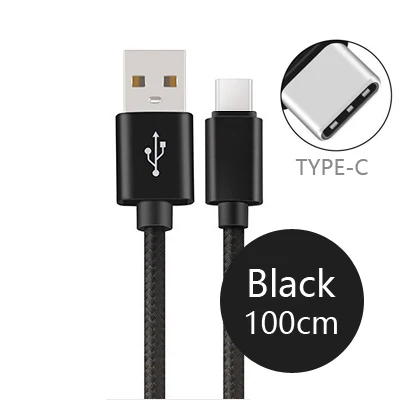 3 фута/1 м usb type C кабель нейлоновый металлический type-C синхронизация данных Зарядка для lenovo Yoga Tab 3 Plus 10,1 дюймов планшет для huawei P9 P10 Plus - Цвет: 1mBlack
