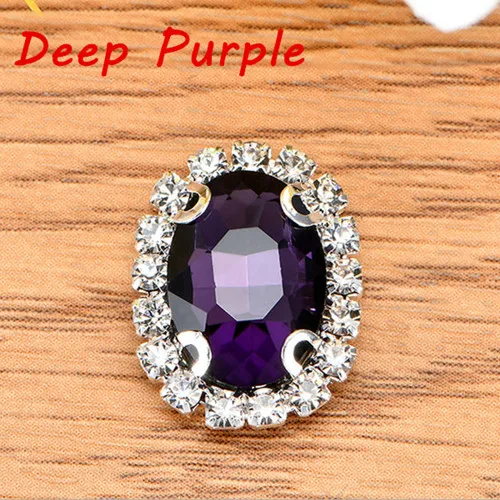 Deep Purple 8x10 мм 10 шт./лот Овальный Стекло Кристалл пришить Стразы с когтями Высокое качество украшения DIY Пуговицы - Цвет: Deep Purple