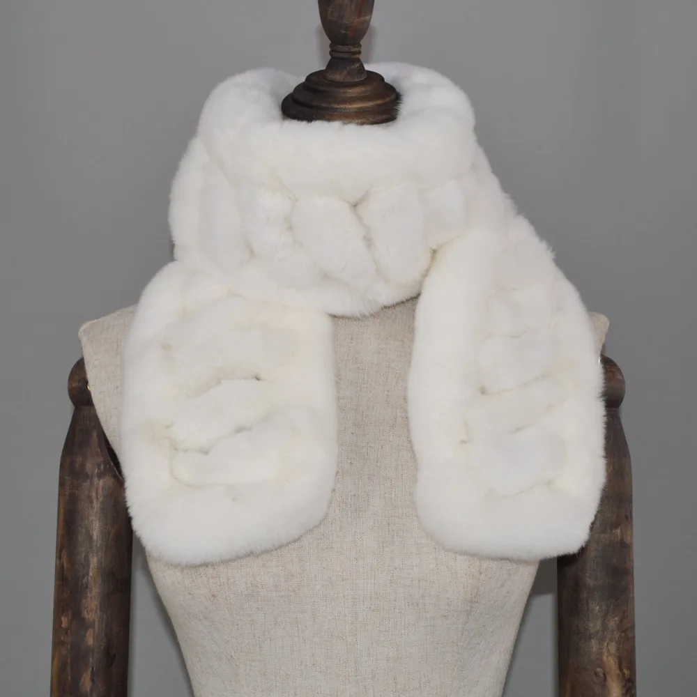 Горячая Распродажа Модные женские шарф из меха кролика рекс 100% мягкой