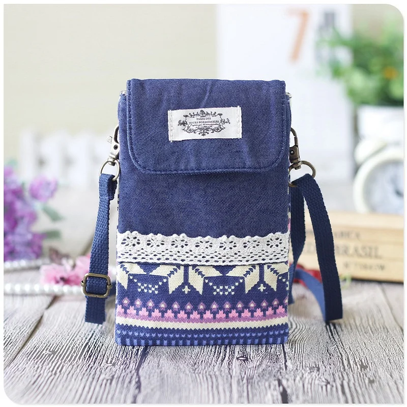 Джинсовые женские мини сумки Наплечные с цветочным рисунком в национальном