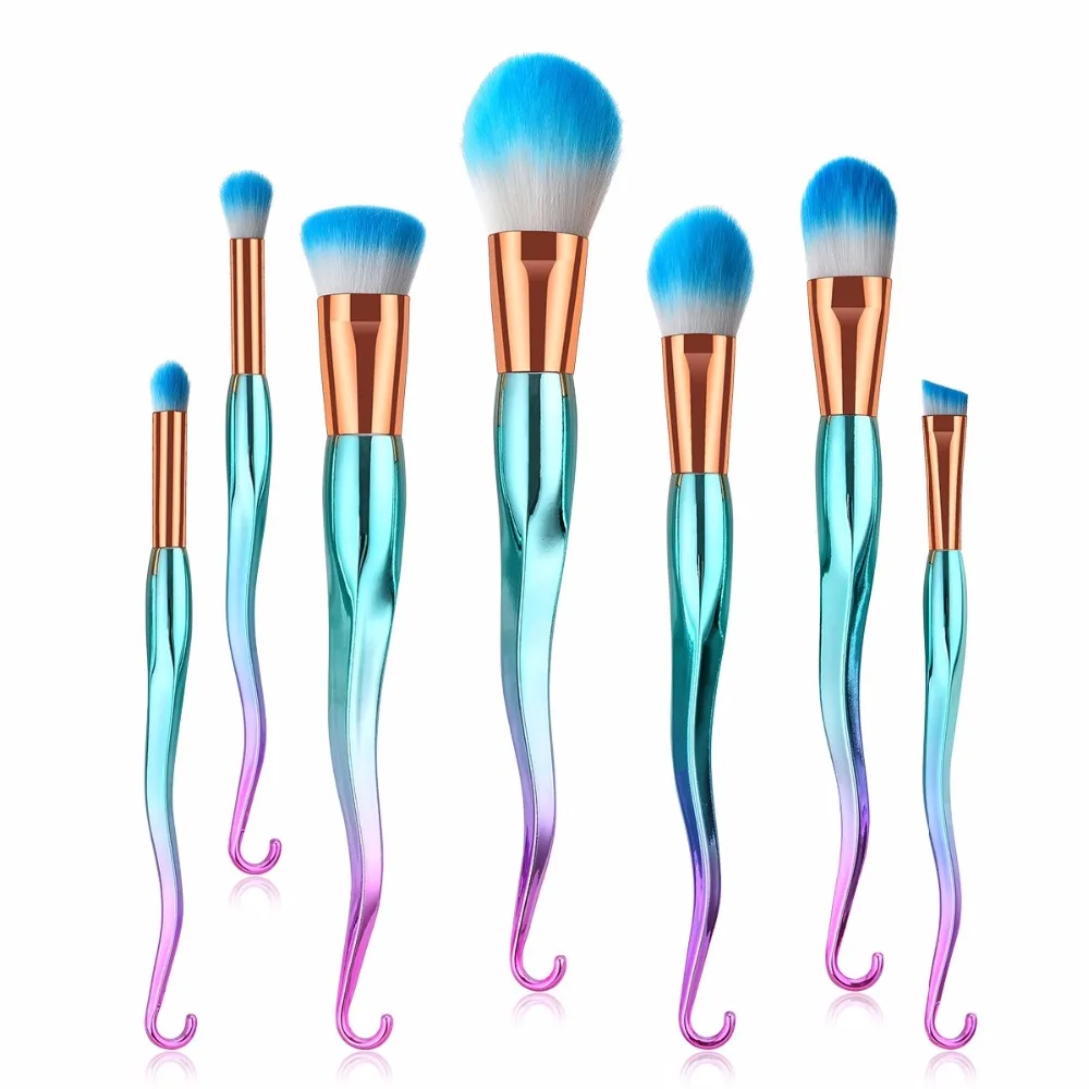 ENNKE 7 сине-черный пастельный зеленый пластиковый крюк Ручка мягкая Кисть для