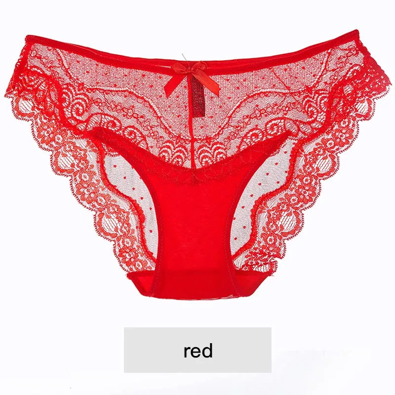 red Кружевные сексуальные трусики, женское модное уютное нижнее белье, соблазнительные женские трусы, нижнее белье для женщин, высокое качество, хлопковое нижнее белье с низкой талией - Цвет: red
