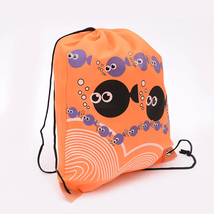Orange fish Модные спортивные сумки со смайликом, уличная водонепроницаемая сумка на шнуровке, детские сумки для покупок, мини-сумки для девочек и мальчиков, детский рюкзак - Цвет: Orange fish