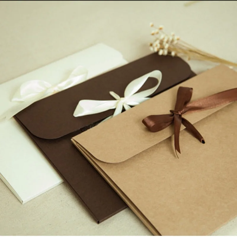 

100pcs 24*18*0.7cm Ribbon Kraft paper Envelope bag Handkerchief Silk scarf packing boxes Envelope gift box WA2064