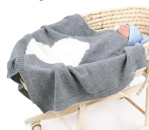 82W419 Gray Одеяльца для новорожденных осеннее дышащее хлопковое муслиновое вязанная крючком Детская Одеяло обертывание постельные принадлежности диван коляска одеяло - Цвет: 82W419 Gray