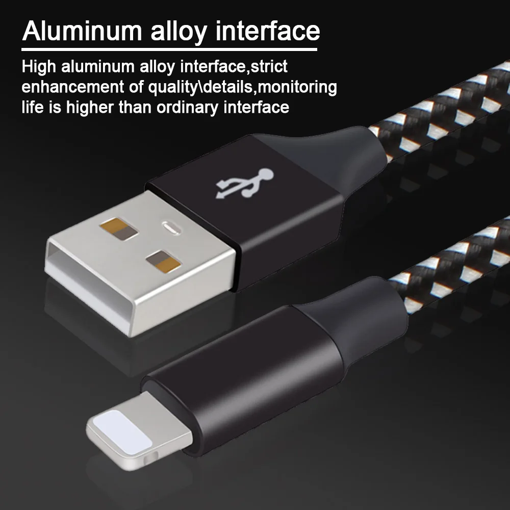 Нейлоновый шнур для быстрой зарядки 8 Pin IPhone X XR 7 6 XS Plus IPad Mini IOS 9 10 Lighting зарядный