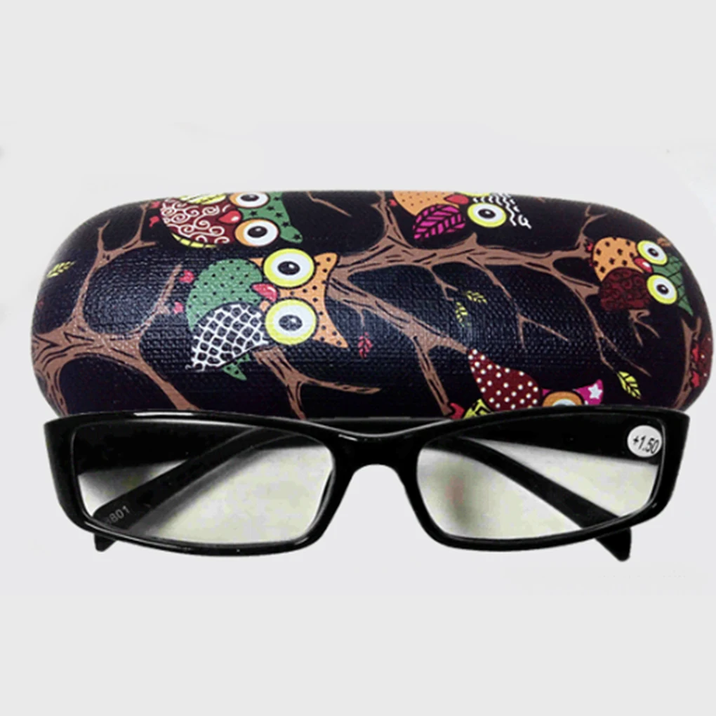 Owl Animal Pattern Glasses Box Case PU Leather Eyewear Box Portable Folding Hard Case Eyewear Protector Box