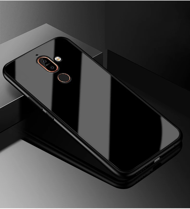 Стеклянный чехол для Nokia 7 Plus/X7 силиконовый чехол из ТПУ+ черная стеклянная крышка аксессуар на Nokia 7,1 Plus Coque для Nokia 8,1 Fundas - Цвет: Черный